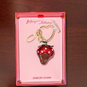 Betsey Johnson Chocolate covered Strawberry Keychain with Gold Accents